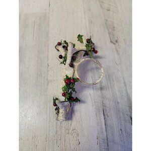 Rustic white branch mistle tea light candle holder Xmas home decor‎